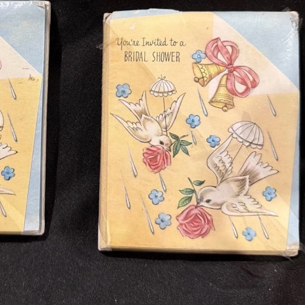 Vintage Bridal Shower Invitations 2 Sealed Packs 12 Count Each Envelopes